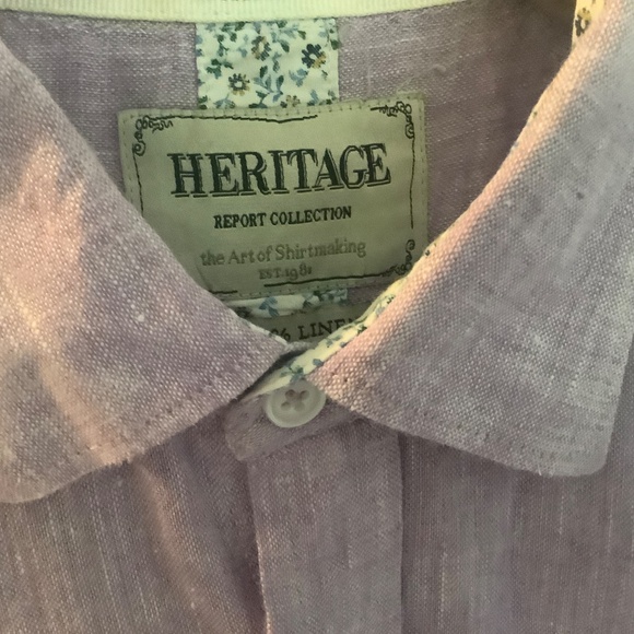 Mens purple linen short sleeve shirt Medium - Picture 3 of 3